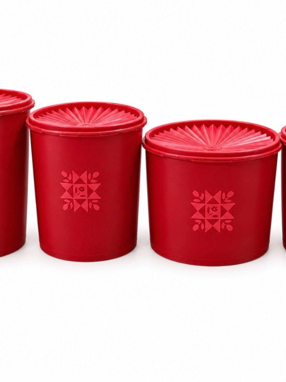 Vintage Tupperware Red Canister Storage with Lids